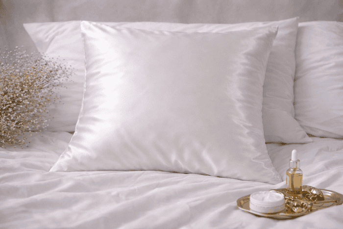 Taie d'oreiller Maeva Queen en satin blanc écru 60x60 cm