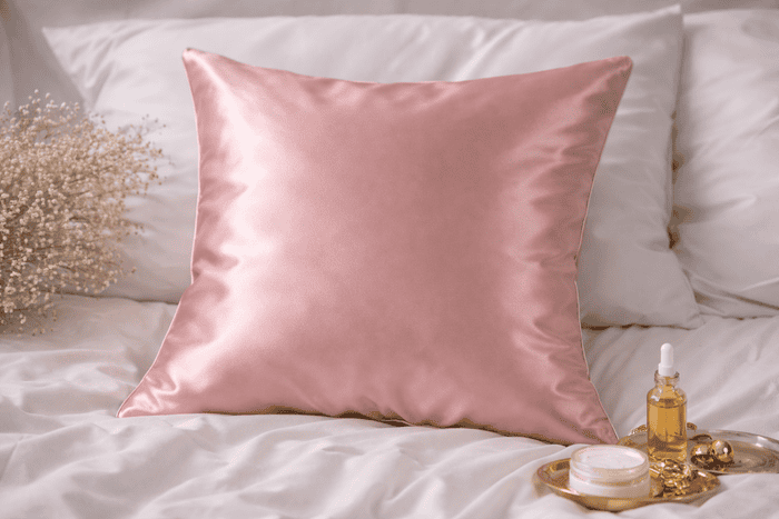 Taie d'oreiller Maeva Queen en satin rose gold 60x60 cm