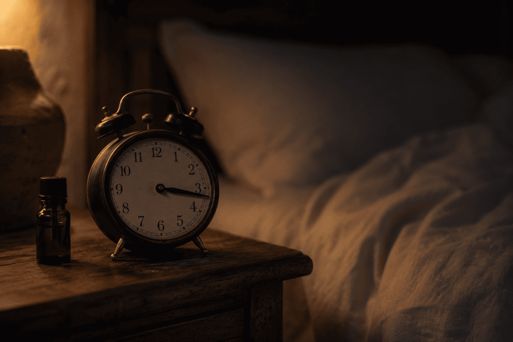 Insomnie : réveil ancien indiquant 3h17 du matin sur table de chevet, illustration des nuits agitées