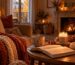 Soirée Halloween cocooning avec plaid, tisane et bougie Pain d’Épices allumée